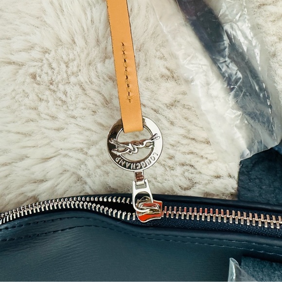 NWT Longchamp Le Pliage City Large Coated Canvas Shopping Bag in Navy - Picture 8 of 11